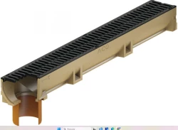 ACO Self Euroline kanał z rusztem żeliwnym,króciec odpływ.Ø110mm,dł.100cm,h=10,4cm,polimerbeton