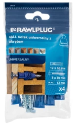 4ALL Kołek uniwersalny 12x60mm z wkrętem z łbem sześciokątnym 8,0x80mm, 4 szt