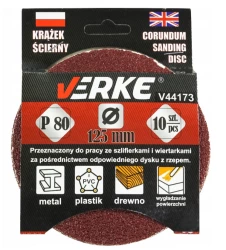 KRĄŻEK ŚCIERNY 125 MM P80 10 SZT VERKE
