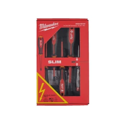 Milwaukee Zestaw 5 wkrętaków izolowanych VDE płaskie, Pozidriv, 3 - 4 mm, PZ1 - PZ2, próbnik napięcia