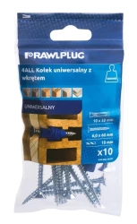4ALL Kołek uniwersalny 10x50mm z wkrętem 6,0x60mm  - worek foliowy - 10 szt.